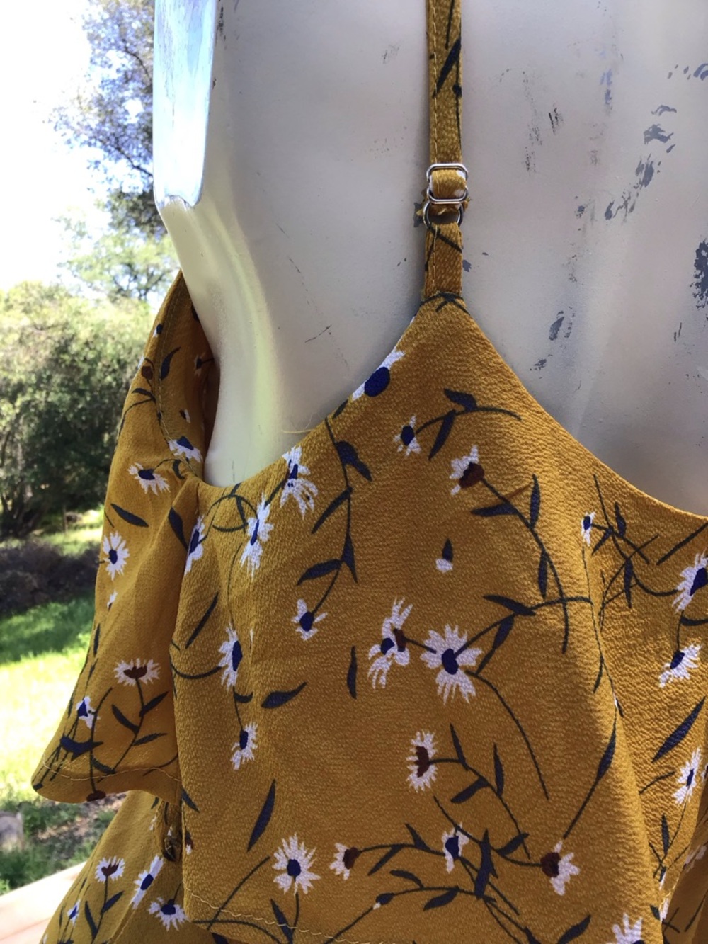 Mustard Floral Ruffle Romper - Picture 8 of 9